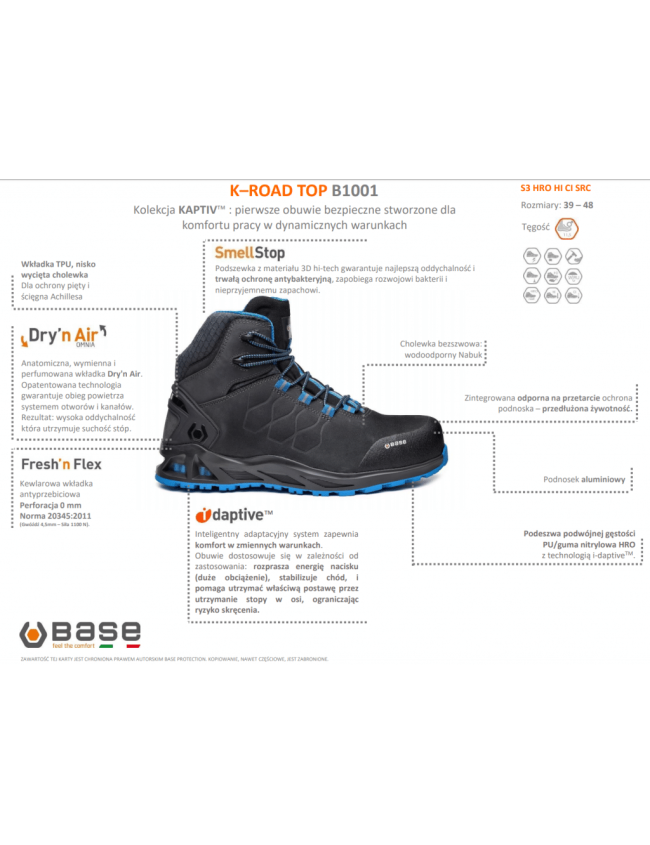 Робоче взуття BASE K-Road TOP S3 SRC