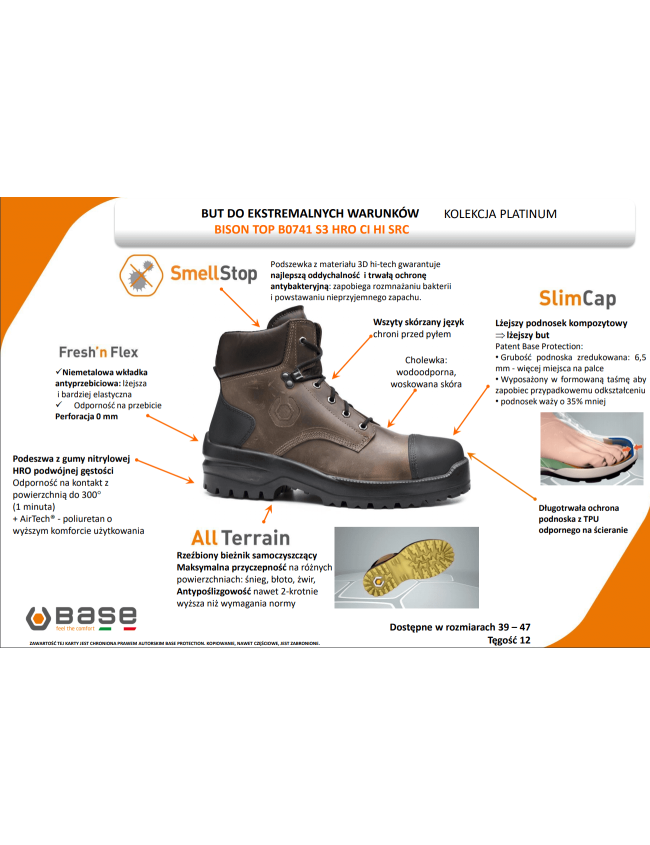 Робоче взуття BASE BISON TOP S3 SRC